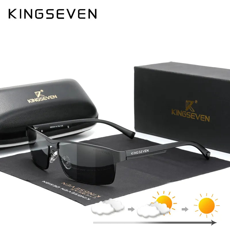 KINGSEVEN Fashion Photochromic Sunglasses Men Women Chameleon Polarized Pilot Sun Glasses Anti-glare Driving Eyeglasses UV400-WAYBIKER