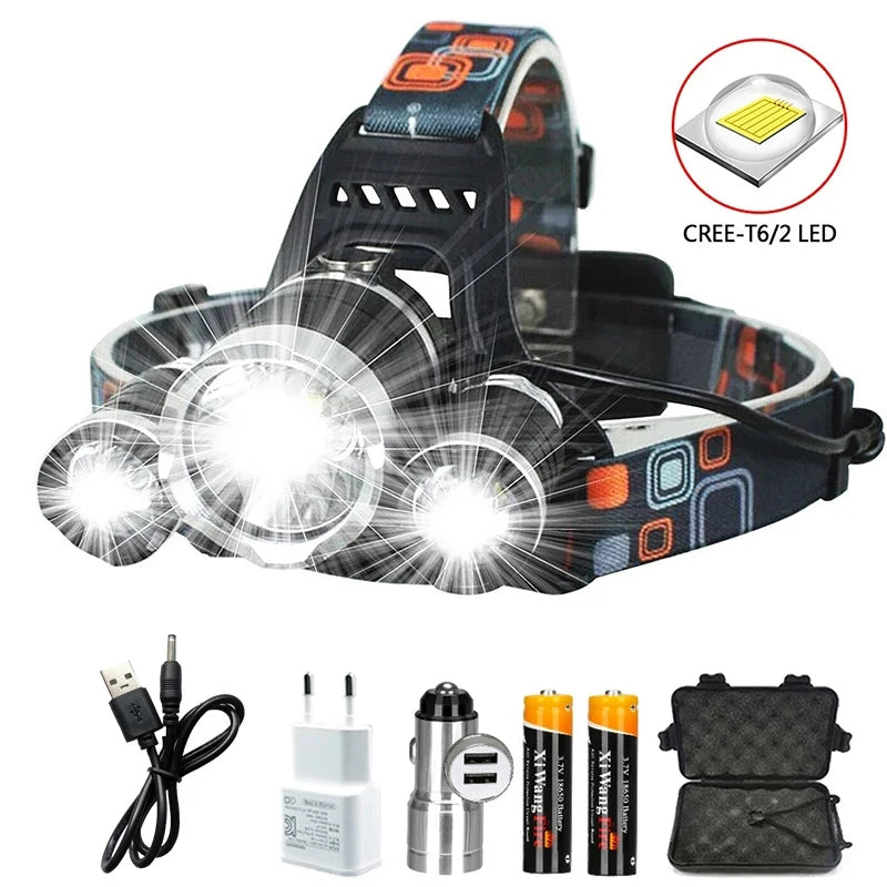 Super Bright Led Headlamp Use 18650 Battery Rechargeable Fishing Headlight Outdoor Hunting Camping Waterproof Head Light-WAYBIKER