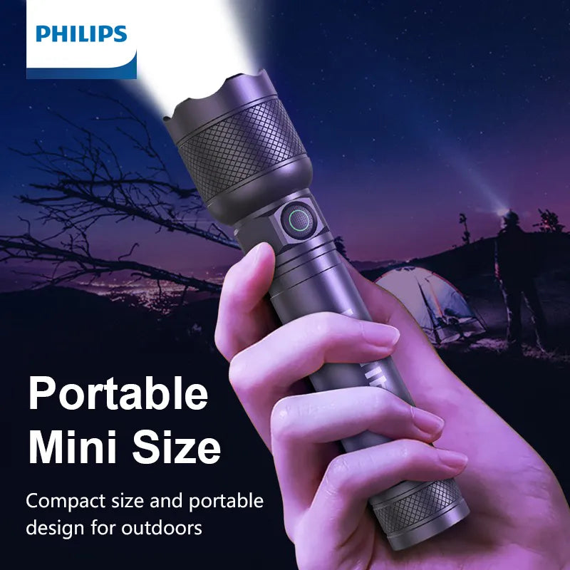 Philips Portable Flashlight 550 Lumens Rechargeable LED Flashlights with Aluminum Alloy Material for Self Defense Camping Hiking-WAYBIKER
