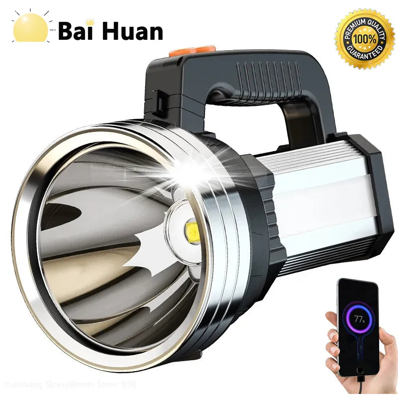 1500M Lonag Range 100W Most Powerful LED Flashligh Portable Spotlights USB Recharge Searchlight Outdoor Tactical Torch-WAYBIKER