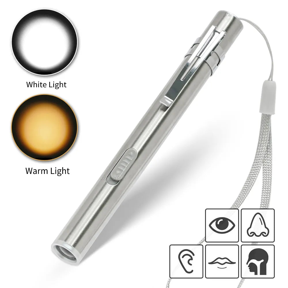 Portable Professional Medical LED Flashlight USB Rechargeable Energy-saving Mini Flashlight Pen Light for Dentist Camping Hiking
