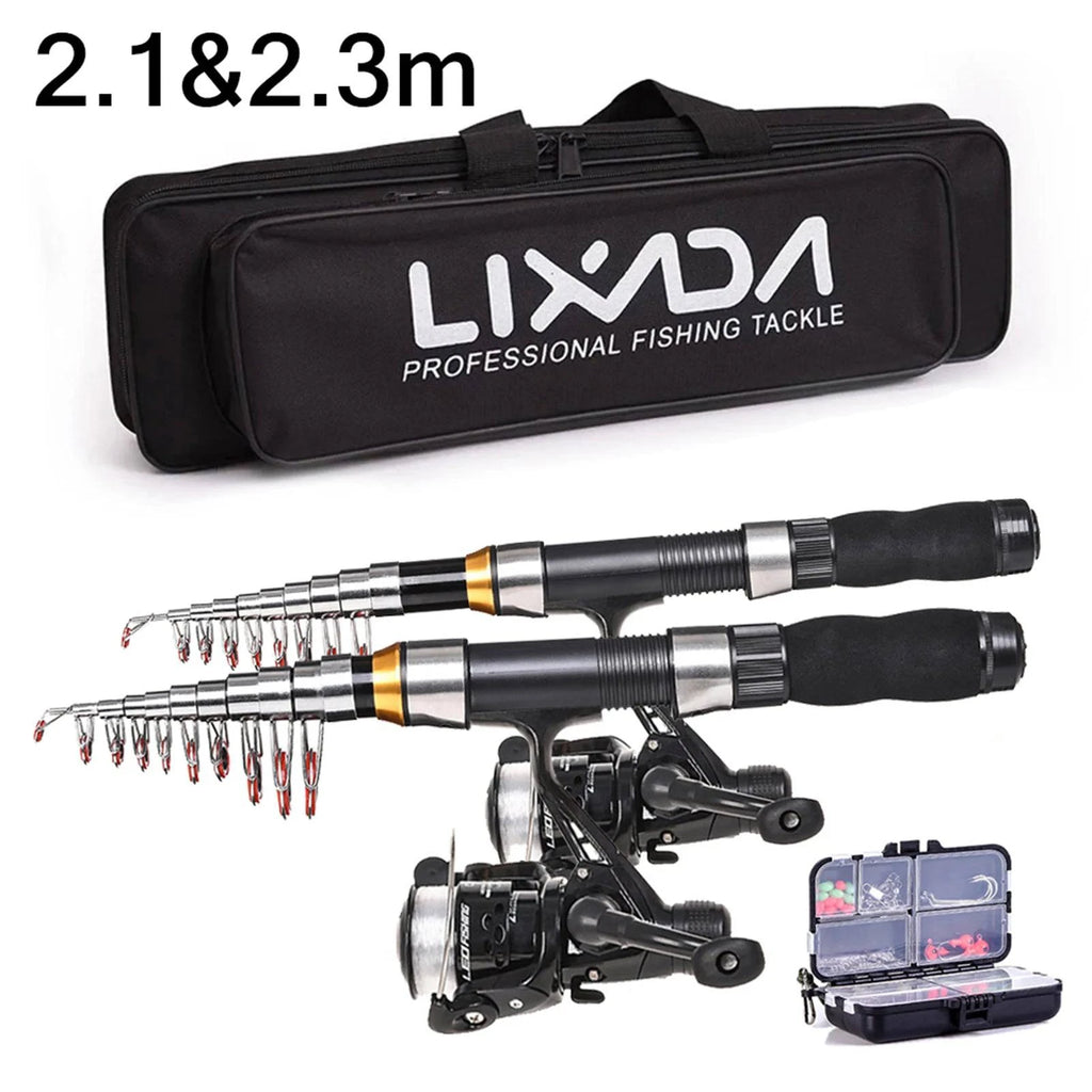 colapsable fishing rod and reel and lures Lixada Fishing Rod Reel Combo Full Kit with 2.1m 2.3m Telescopic Fishi
