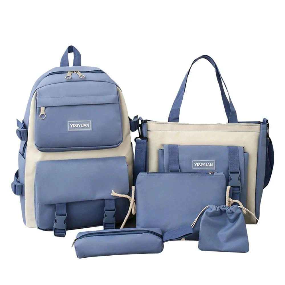 Camping Canvas Backpack Large Capacity Student Schoolbag Set Teenage Bag Hiking Bag Stationery Bags Stationery Bag Kit 2022 New-WAYBIKER