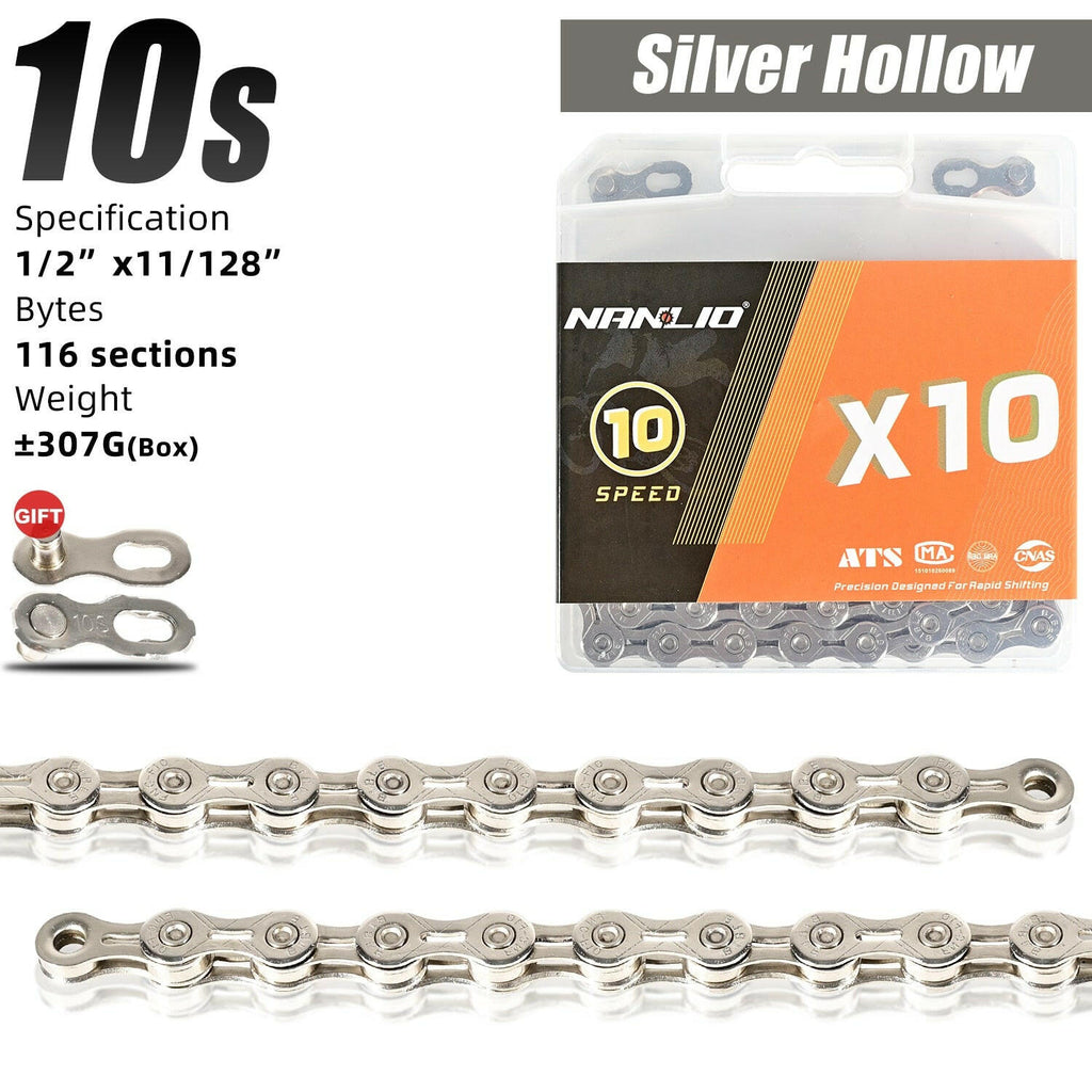 Nanlio Bicycle Chain 116L  X9 X10 X11 X12 9/10/11/12 Speed Road MTB Bike Chain Crankset 8 9 10 11 12s Derailleur hollow 126L box-WAYBIKER