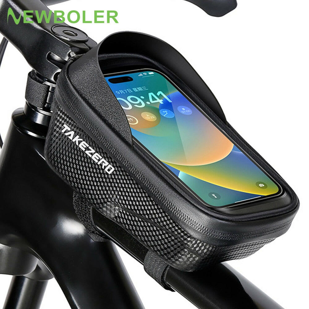 NEWBOLER Bike Bag 1.5L Frame Front Tube Cycling Bag Bicycle Waterproof Phone Case Holder 6.9Inches Touchscreen Bag Accessorie-WAYBIKER