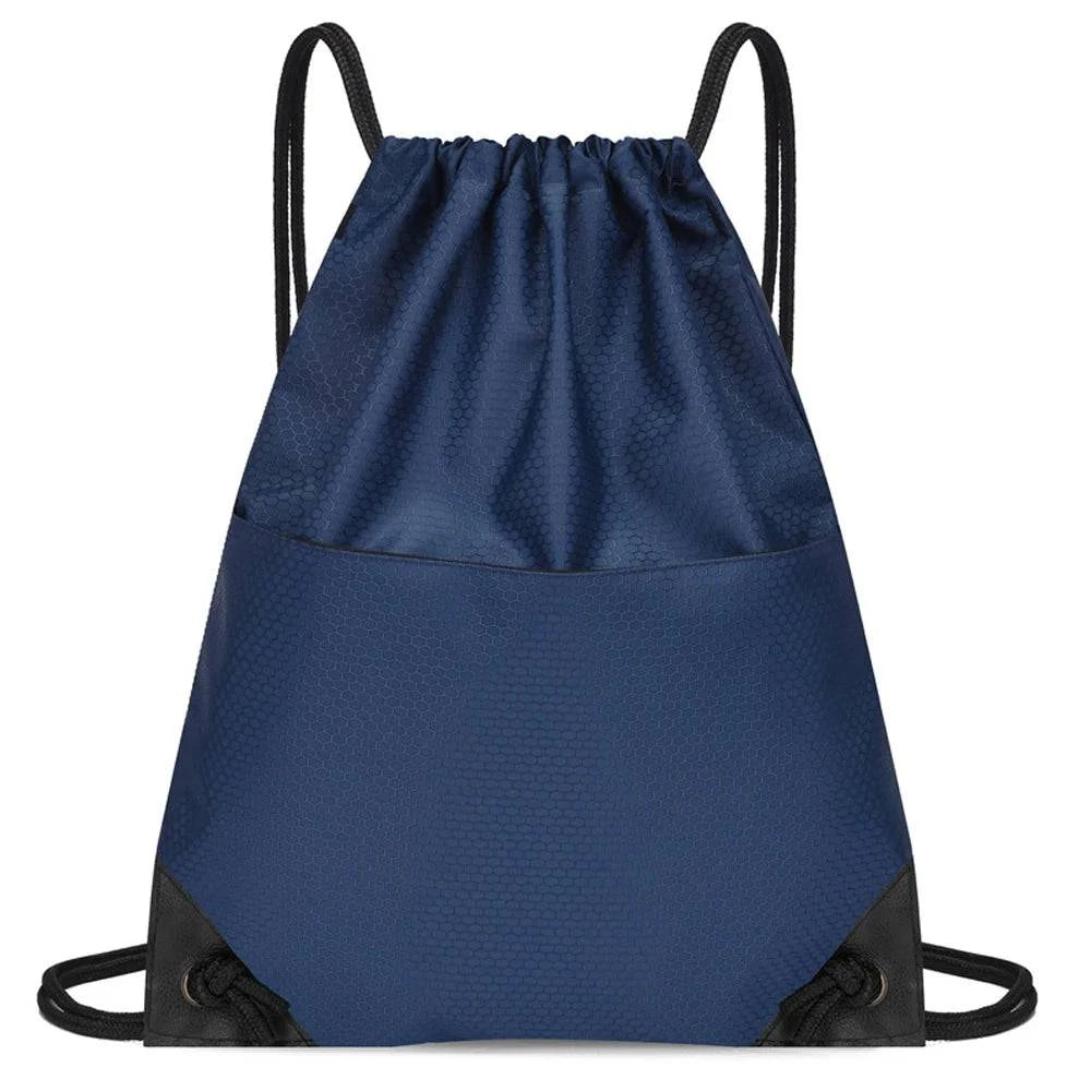 Gym Sack Drawstring Backpack Water-resistant Drawstring Bucket Bag with Zipper Pockets Light Sack for Adults and Teenagers Kids-WAYBIKER