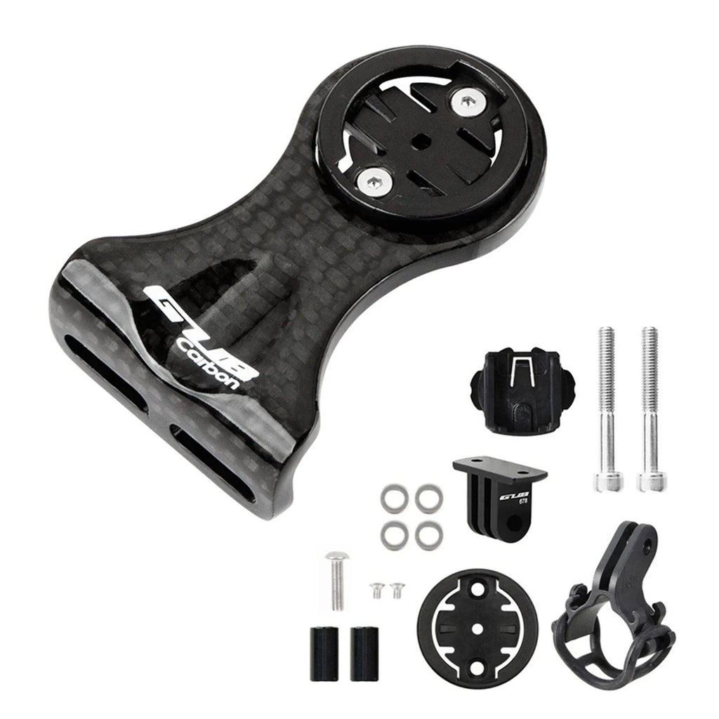 Cycling Bike Computer Mount Holder Out Front Carbon Fiber Speedometer Holder for Garmin/Bryton/Cateye with Flashlight Holder-WAYBIKER