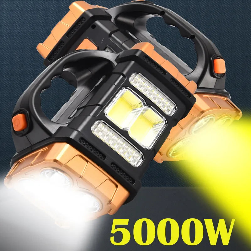 Portable Powerful Solar LED Flashlight With COB Work Lights USB Rechargeable Handheld 4 Lighting Modes Outdoor Solar Torch Light-WAYBIKER