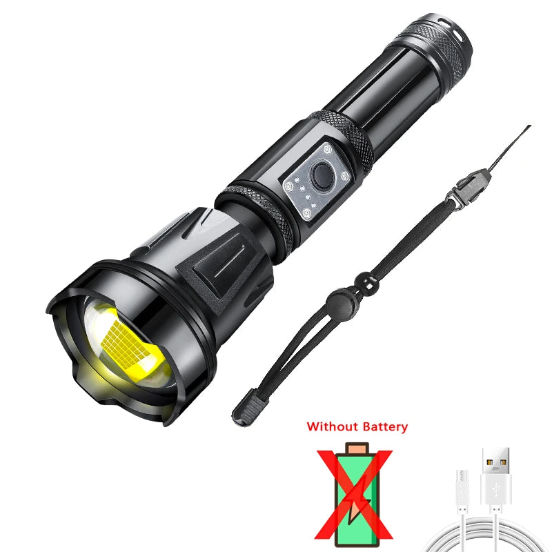 New XHP360 Most Powerful LED Flashlight Torch USB Rechargeable Tactical Flash Light 18650/26650 Waterproof Zoomable Torch-WAYBIKER