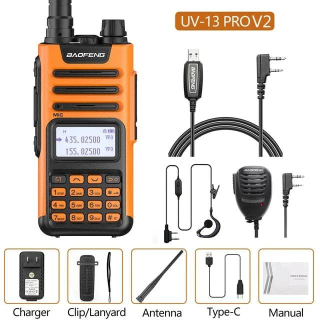BaoFeng UV-13 PRO V2 V1 Walkie Talkie M-13 Pro Dual Band 999 Channels Type-C  Long Range UV-5R Transceiver Ham CB Two Way Radio-WAYBIKER