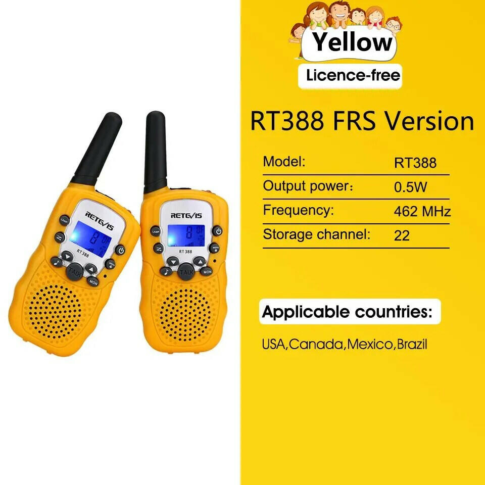 RETEVIS RT388 Walkie Talkie Children 2 Pcs Children Radio Receiver WalkieTalkies Kids Birthday Gift Child Toys for Boys Girls-WAYBIKER