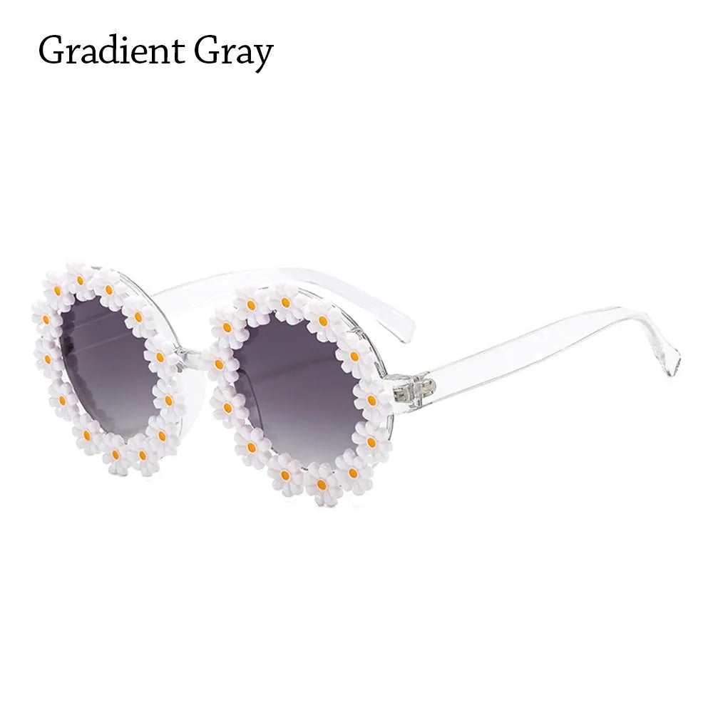 Retro Daisy Sunglasses for Women Flower Round Frame Sun Glasses Fashion Novel Disco Festival Party Shades for Adults Eyewear-WAYBIKER