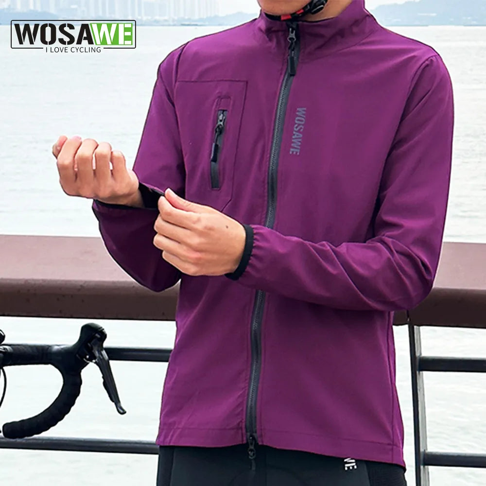 WOSAWE Ultralight Men's Cycling Windbreaker Windproof Jacket Bike Vest Water Resistant MTB Road Bicycle Long Jersey 2 Pockets-WAYBIKER
