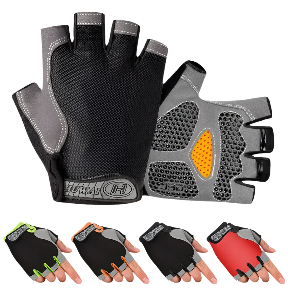 Anti Slip Shock Breathable Half Finger Gloves Breathable Cycling Gloves Fitness Gym Bodybuilding Crossfit Exercise Sports Gloves-WAYBIKER