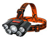 5 LED Flashlight Rechargeable with Built in 18650 Battery Strong Light Camping Adventure Fishing Head Light Headlamp-WAYBIKER
