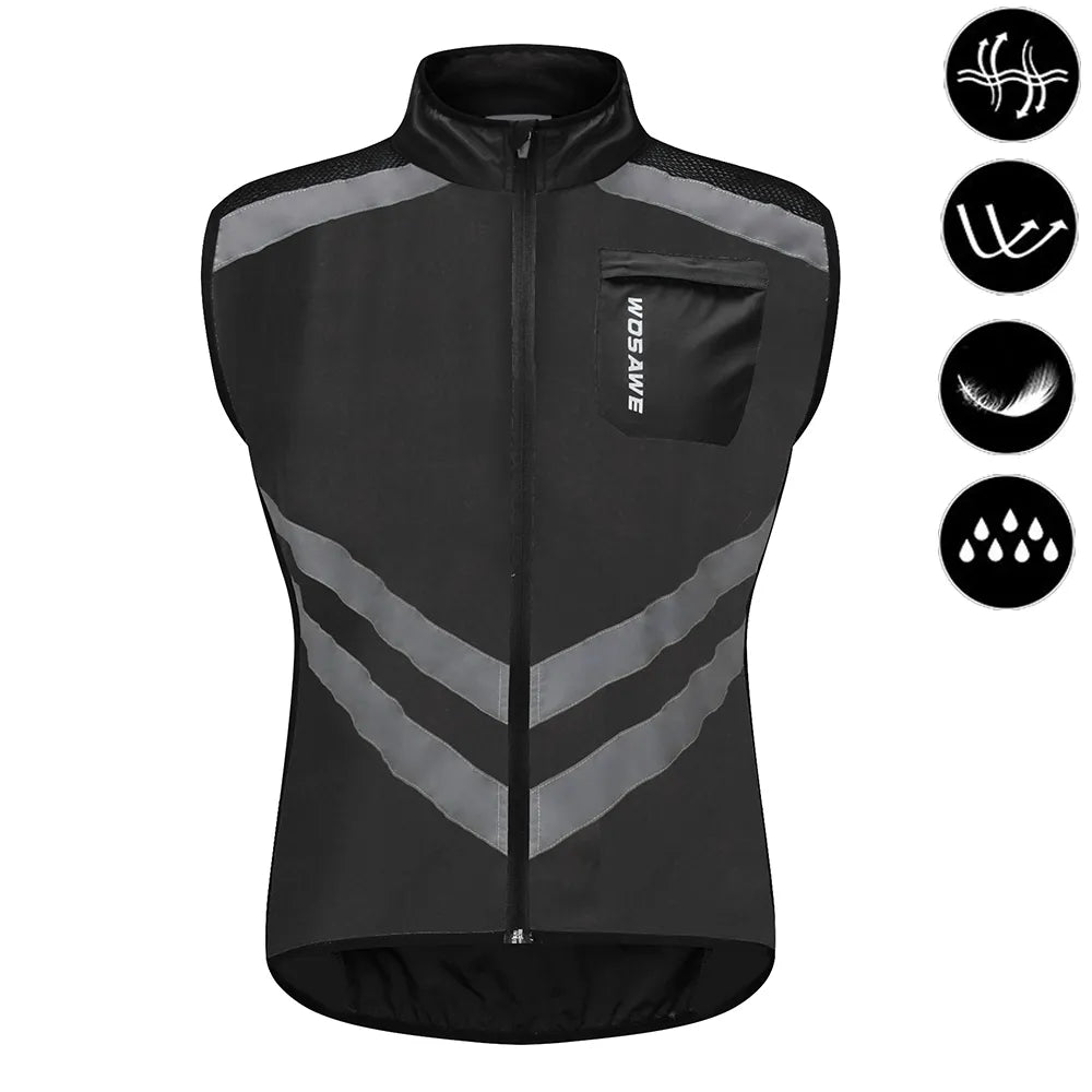 WOSAWE Cycling Vests Reflective Safety Vest Bicycle Sportswear Outdoor Running Breathable Jersey For Men Women Bike Wind Coat-WAYBIKER