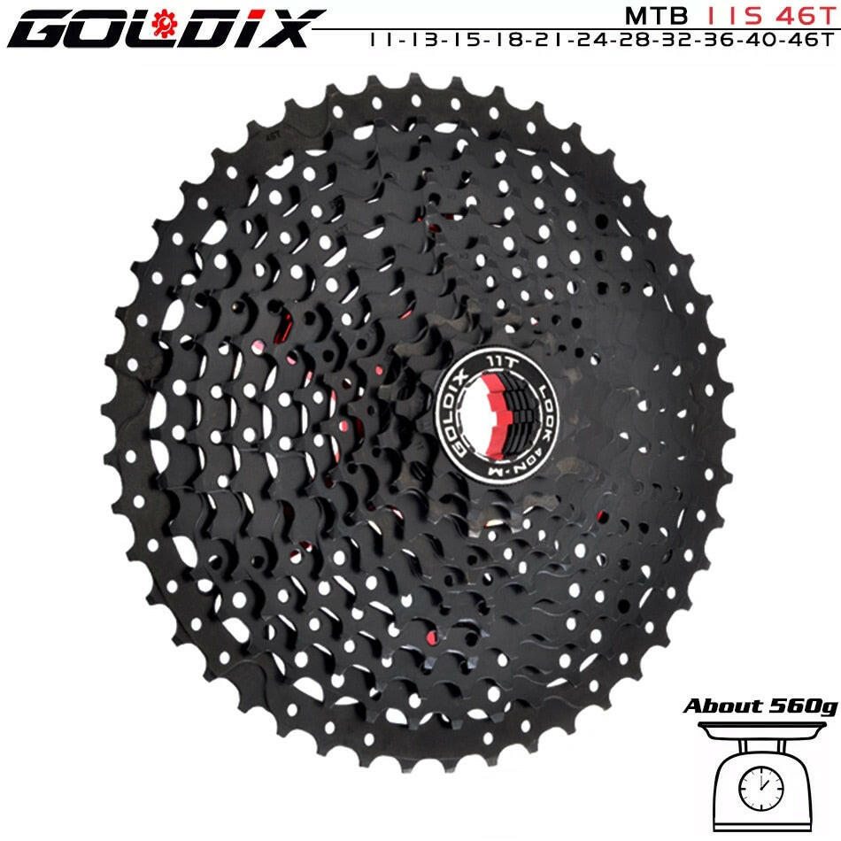 GOLDIX Black MTB Cassete 8/9/10/11/12 Speed 40/42/46/50/50T K7 8/9/10/11/12v Bicycle Freewheel Bicycle Sprocket for Shimano/SRAM-WAYBIKER