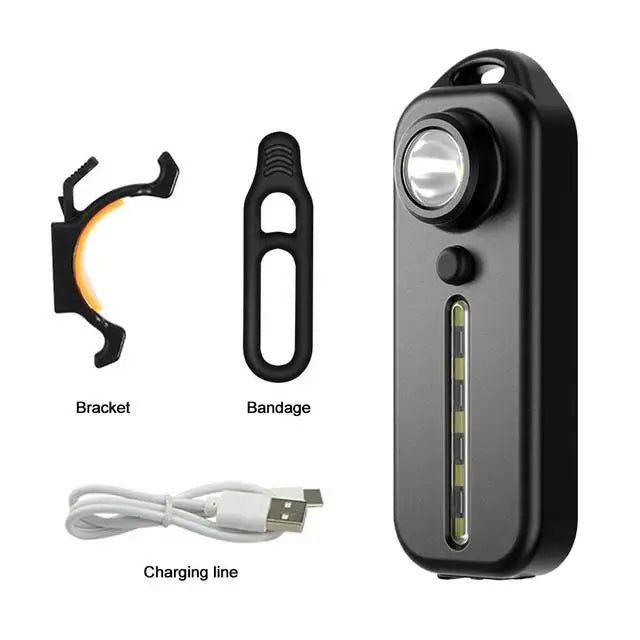 Type-C Flashlight Rechargeable LED Red Blue Shoulder Police Light Safety Lighting Mini Keychain Flashlight Bike Warn Lamp-WAYBIKER