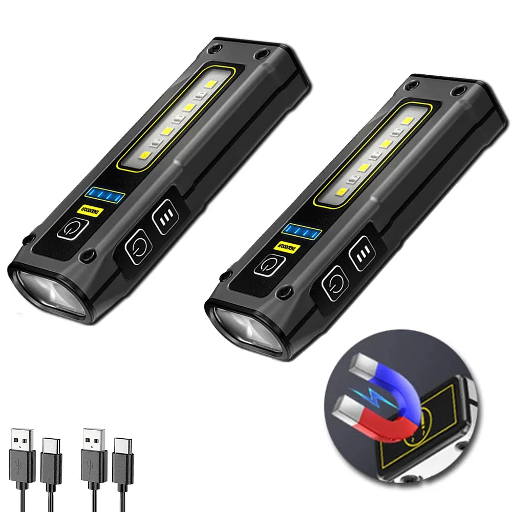 Portable Mini Flashlight High Power LED USB Rechargeable Tactical Flashlight with strong magnet Outdoor Emergency Lighting Torch-WAYBIKER