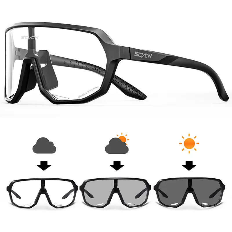 SCVCN Cycling Glasses UV400 Photochromic Sunglasses Men Sun Mountain Bike Road Bicycle Eyewear Sports Running MTB Cycle Gogg-WAYBIKER