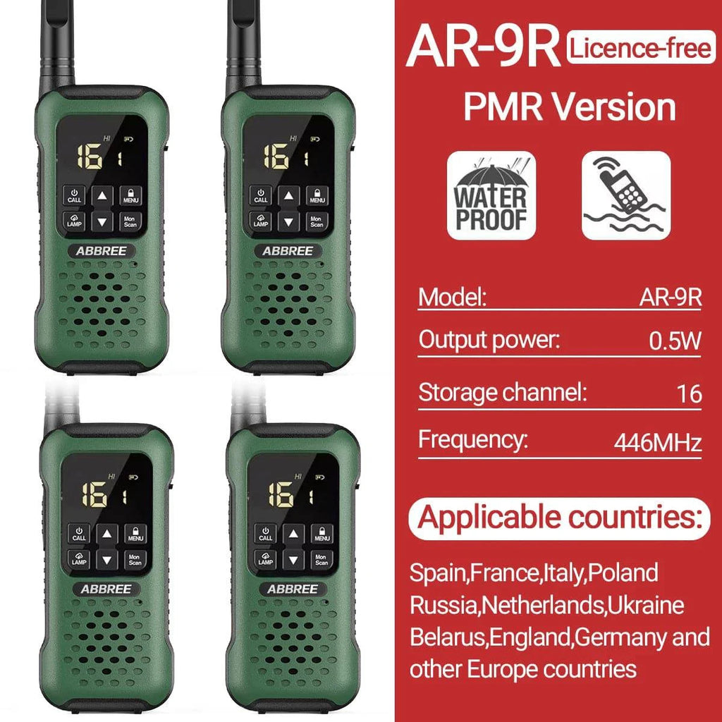 2/4 PCS AR-9R PMR Walkie Talkie IP67 Waterproof Floating NOAA Long Range Rechargeable Ham Two Way Radio for Fishing Kayaking-WAYBIKER