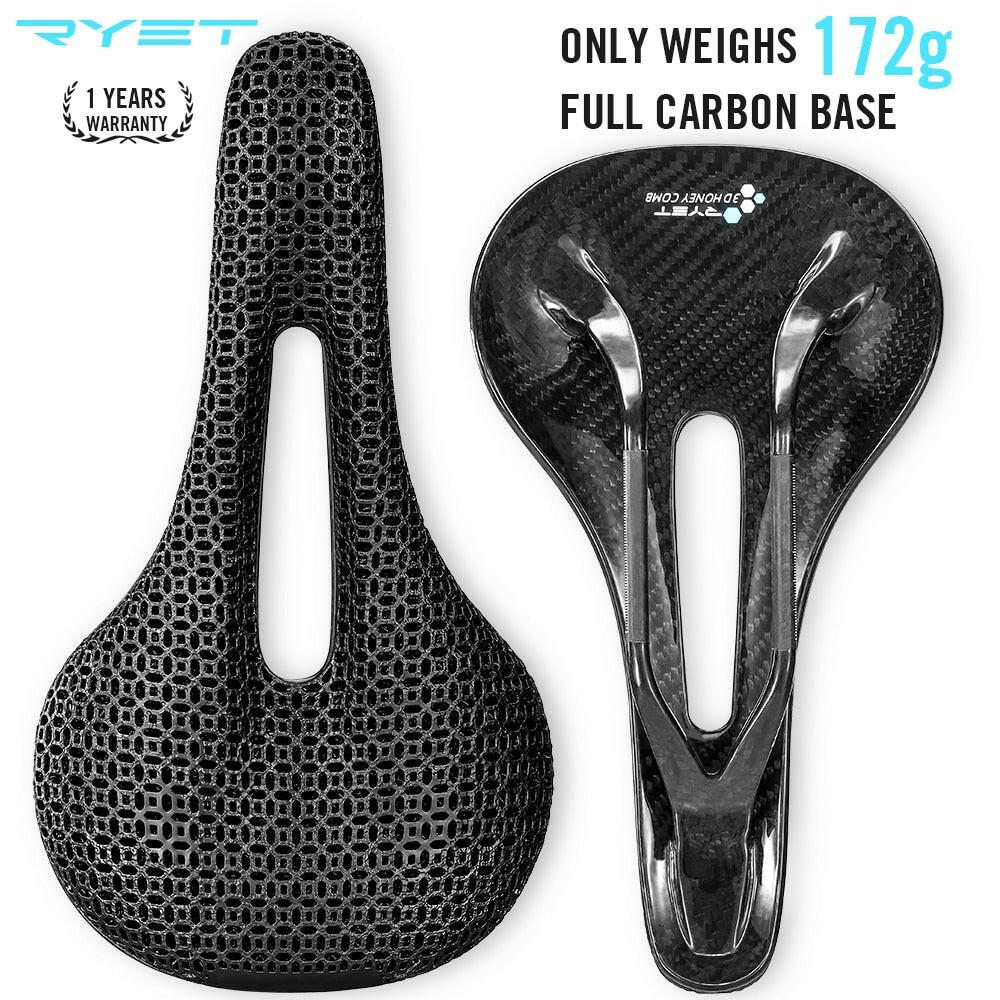 RYET 3D Printed Bike Saddle Ultralight Full Carbon Bicycle Seat Cushion Road MTB Mountain Gravel Seating Cycling Accessories-WAYBIKER