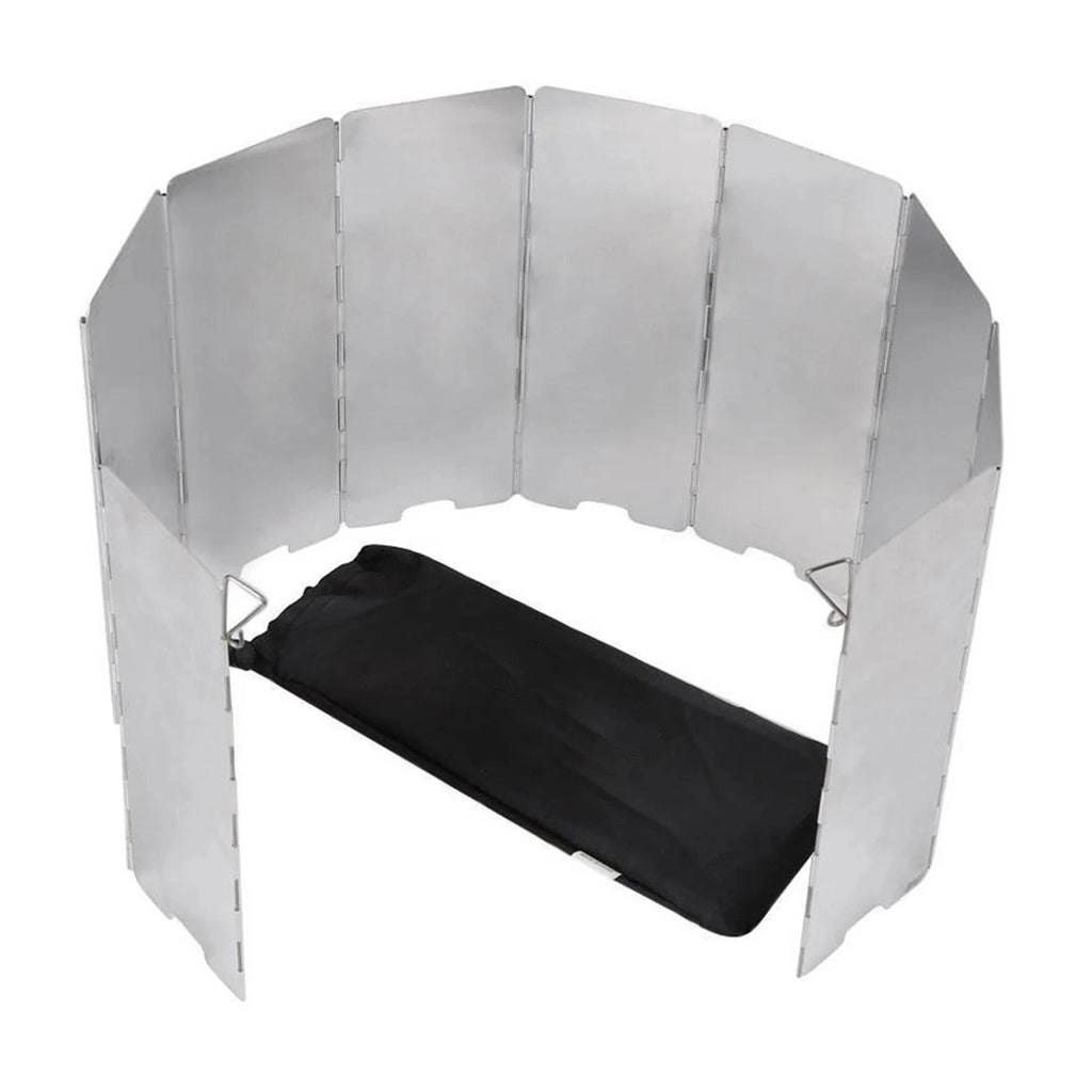 Folding Stove Windscreen 10 Plates Aluminum Camping Cooker Stove Windshield Removable Plates with Storage Bag-WAYBIKER