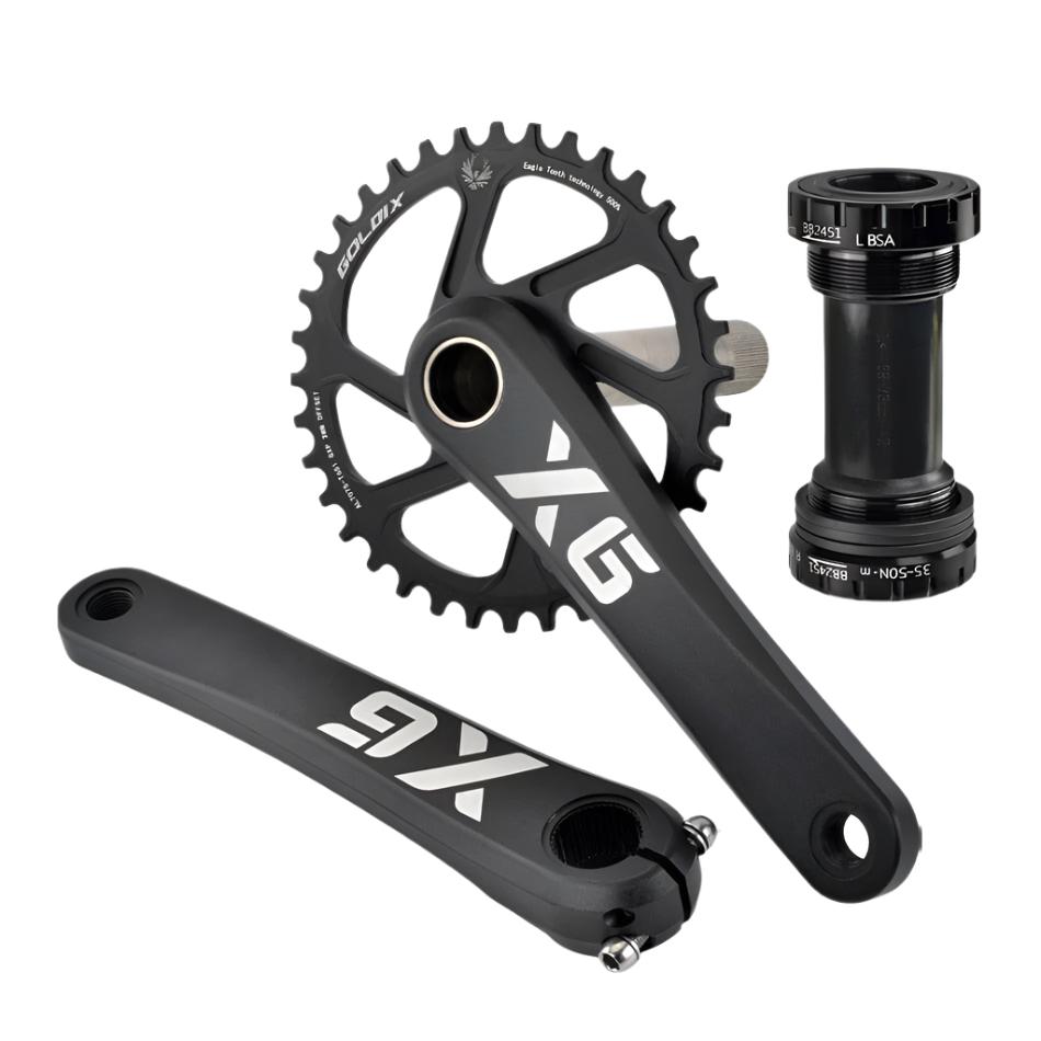 GOLDIX BIcycle Crankset 170/175mm Length Forging Crank Wide and Narrow Teeth Chainring 30/32/34/36/38T GXP Install Directly-WAYBIKER