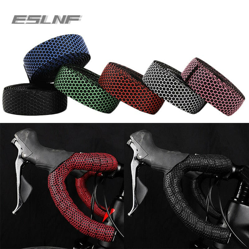 ESLNF Bicycle Handlebar Tape Road Bike Honeycomb PVC Bike Handlebar Tape Cycling Damping Anti-Vibration Wrap Bike Accessories-WAYBIKER