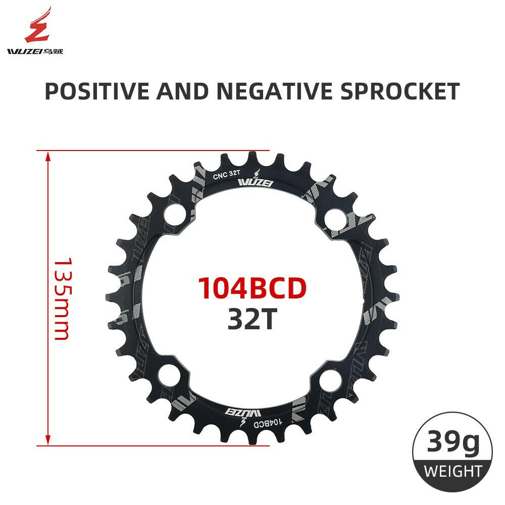WUZEI MTB 104BCD Round Narrow Wide Chainring Mountain Bike Crown Bicycle 104BCD 34T 36T Crankset Tooth Plate Parts-WAYBIKER