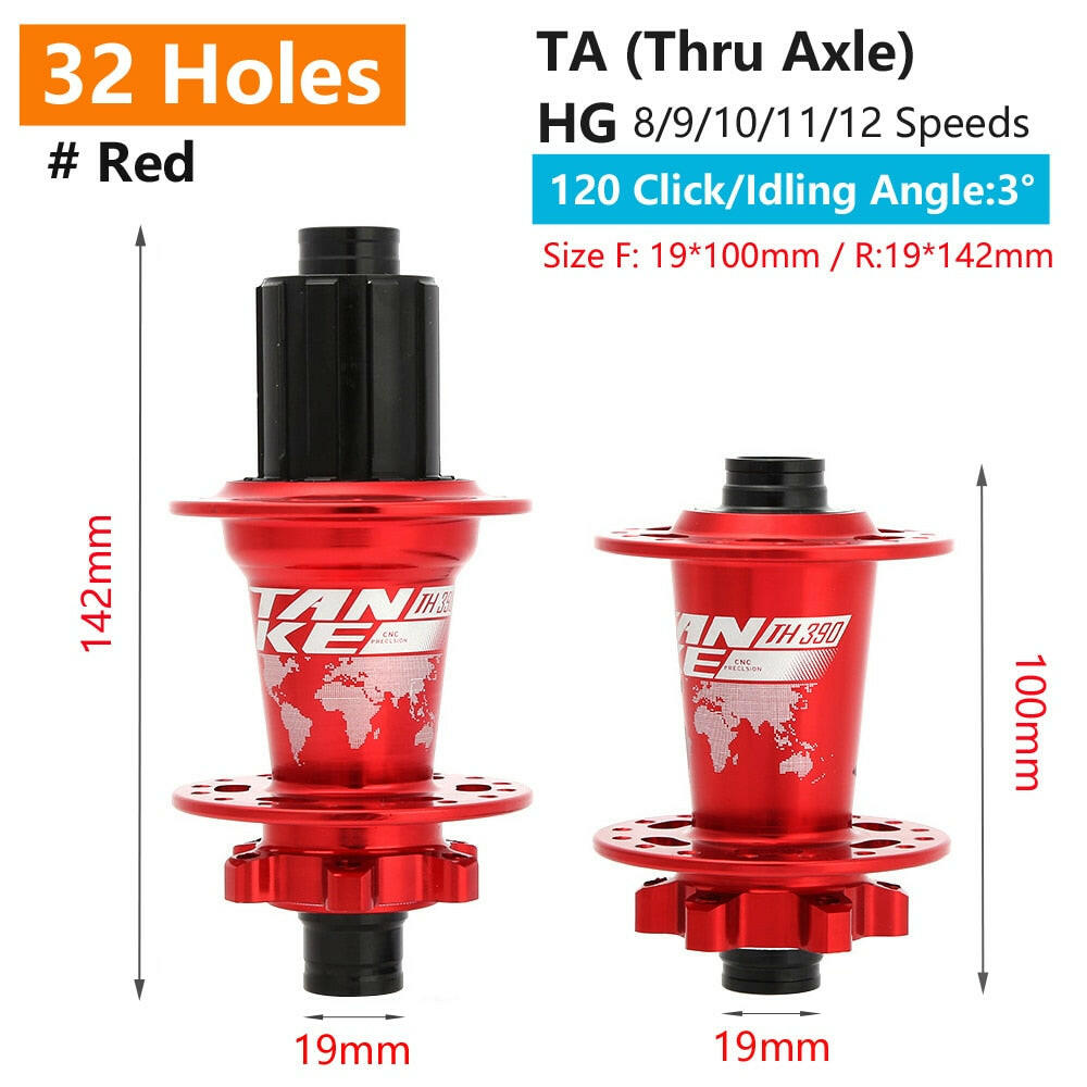 TANKE 120 Click Hub 6 Bearing MTB Mountain Bike Hub Front Rear Thru HG 28 32 36 Holes Disc Brake Bicycle Hubs 8 9 10 11 12 Speed