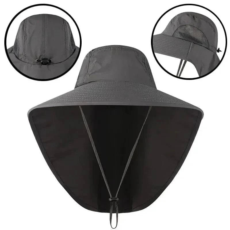 Wide Brim Baseball Hats for Women and Men Sun Defender Cooling Neck Guard Safari Cap for Hiking Fishing Outdoor Hat with Flap-WAYBIKER