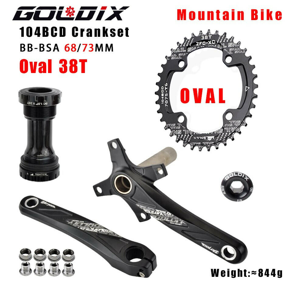 GOLDIX 104BCD Wide and narrow teeth bicycle crankset 170/175mm crank Round/Oval chain ring 32T/34T/36T/38T Bicycle crankset-WAYBIKER