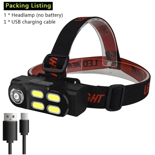 KDULIT Cross-border Multi-function USB Rechargeable COB Headlight Outdoor Lighting Torch 18650 Battery Hiking Fishing Light-WAYBIKER