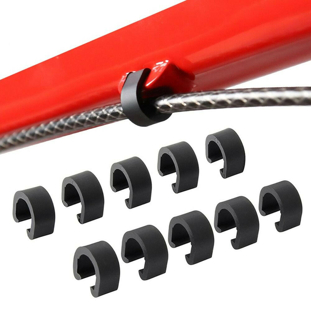 10pcs Bike Shift Brake Cable Clamp Plastic C-Type Cable Buckle Organizer Snap Clamp Hydraulic Hose Frame Clip