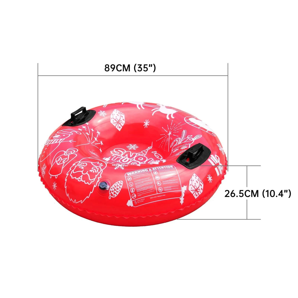 Inflatable Snow Tube Ski Ring PVC Sledding Tube Foldable Thicken Snow Tubing Cold-resistant Winter Snow Tube with Handle-WAYBIKER