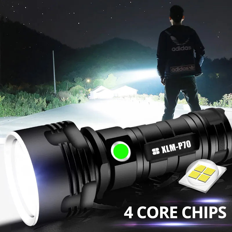 Super Bright High Power LED Flashlight 3modes Usb Rechargeable Tactical Flashlight CREE XHP70 Portable Torch Waterproof Lantern-WAYBIKER