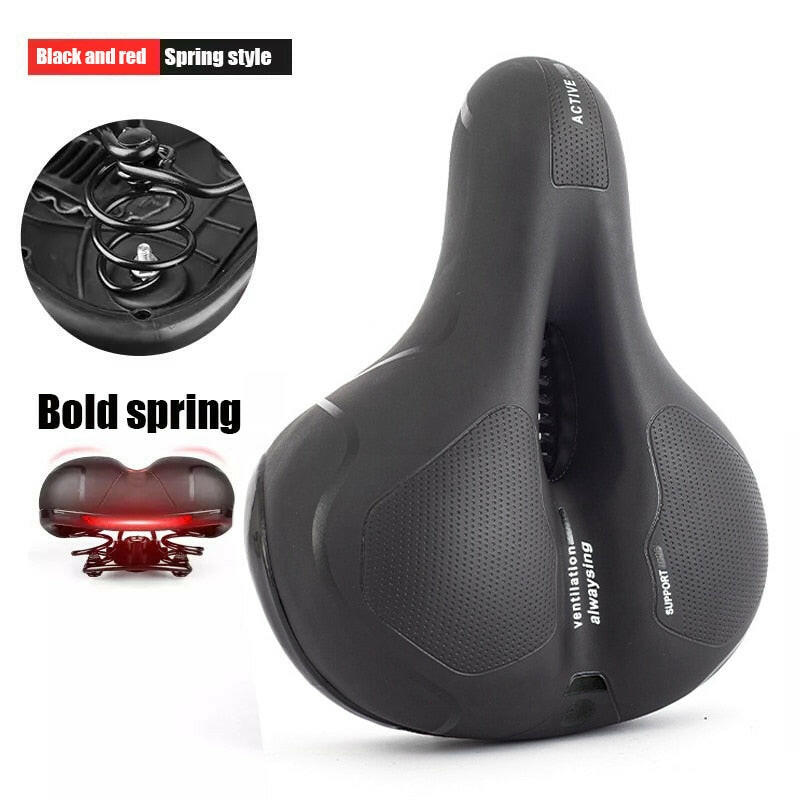 Bike Seat Bicycle Saddle with Taillight Mountain Cushion Bicycle Big Butt Widened Soft Saddle Comfortable Seat Bike Accessories-WAYBIKER