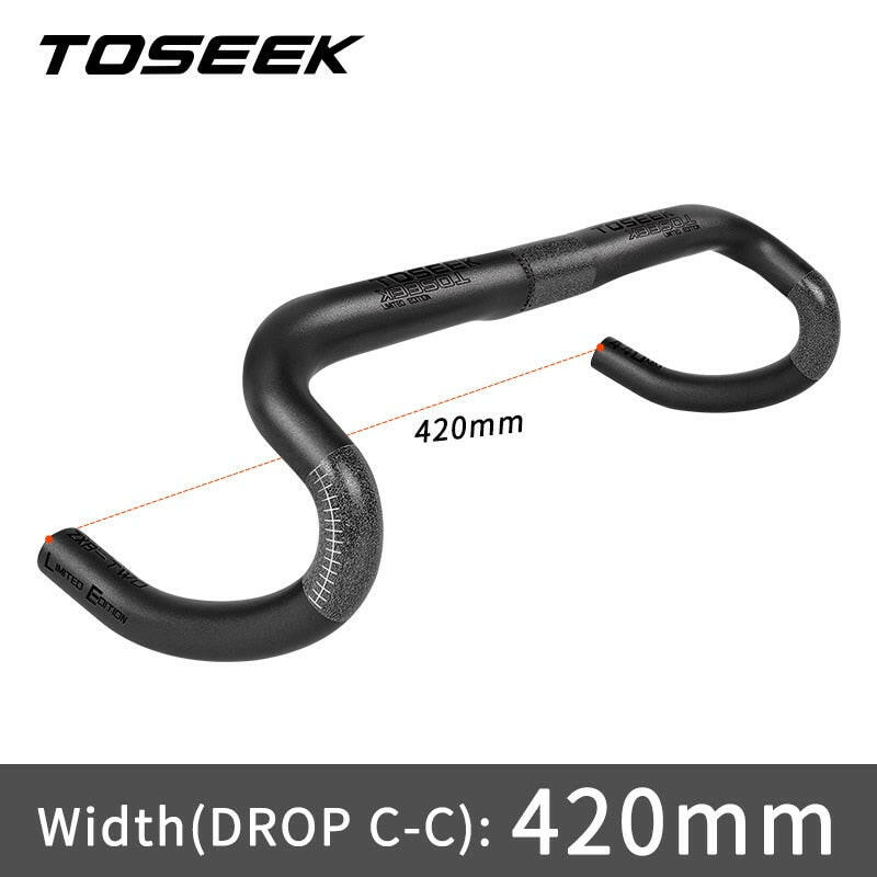 TOSEEK Full Carbon Fiber Handlebar Bent Bar Black Matte Finish Road Bike Carbon Handlebar 40/42/44 cm External Routing-WAYBIKER