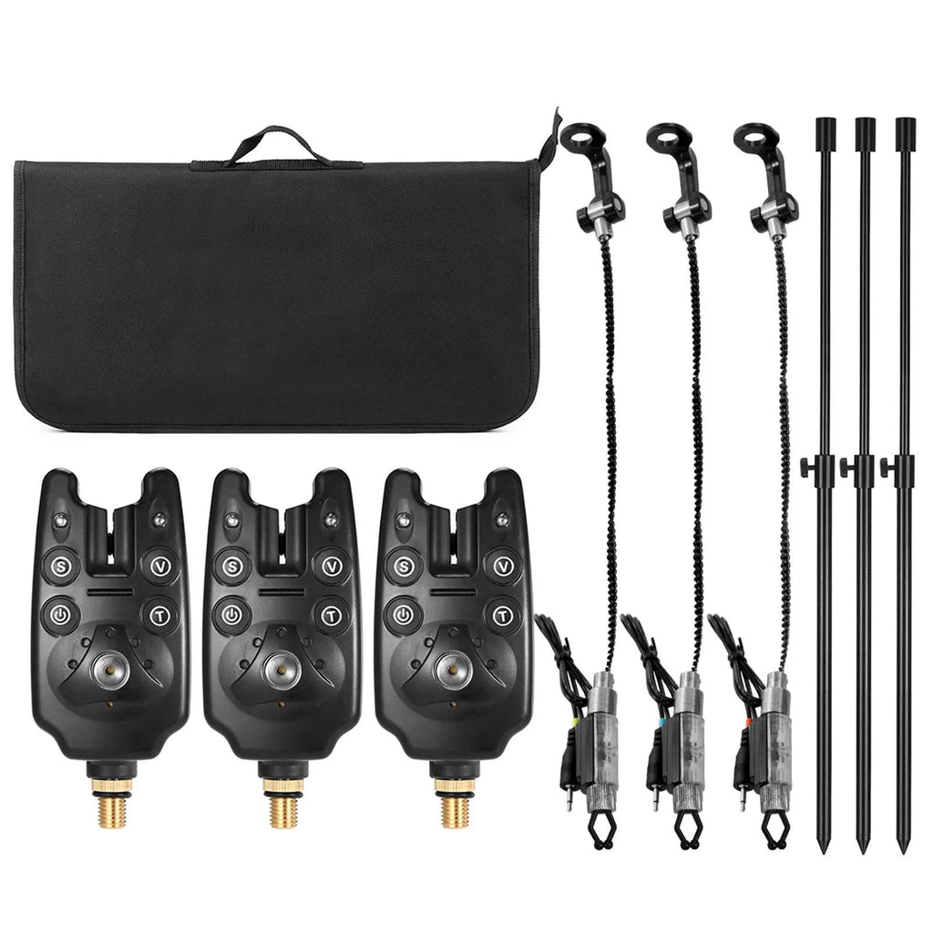 Fishing Bite Alarms Fishing Banksticks Swingers Set with Padded Fishing Tool Bag For Outdoor Fishing Accessories-WAYBIKER