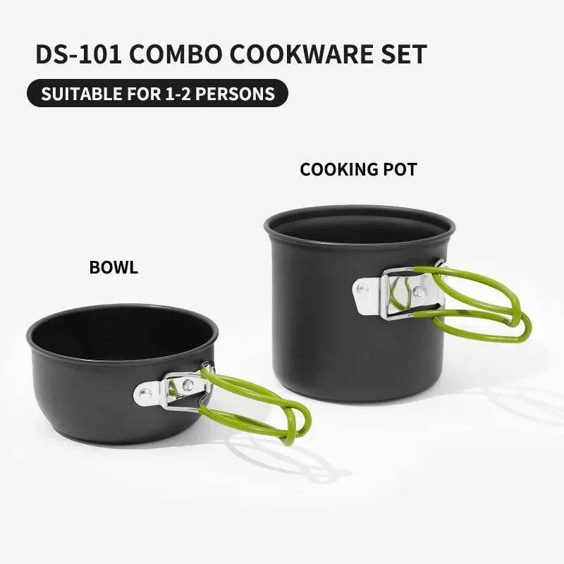 Ultralight Camping Cooking Utensils Outdoor Tableware Pot Set Hiking Picnic Travel Tourist Dishes Supplies Equipment-WAYBIKER