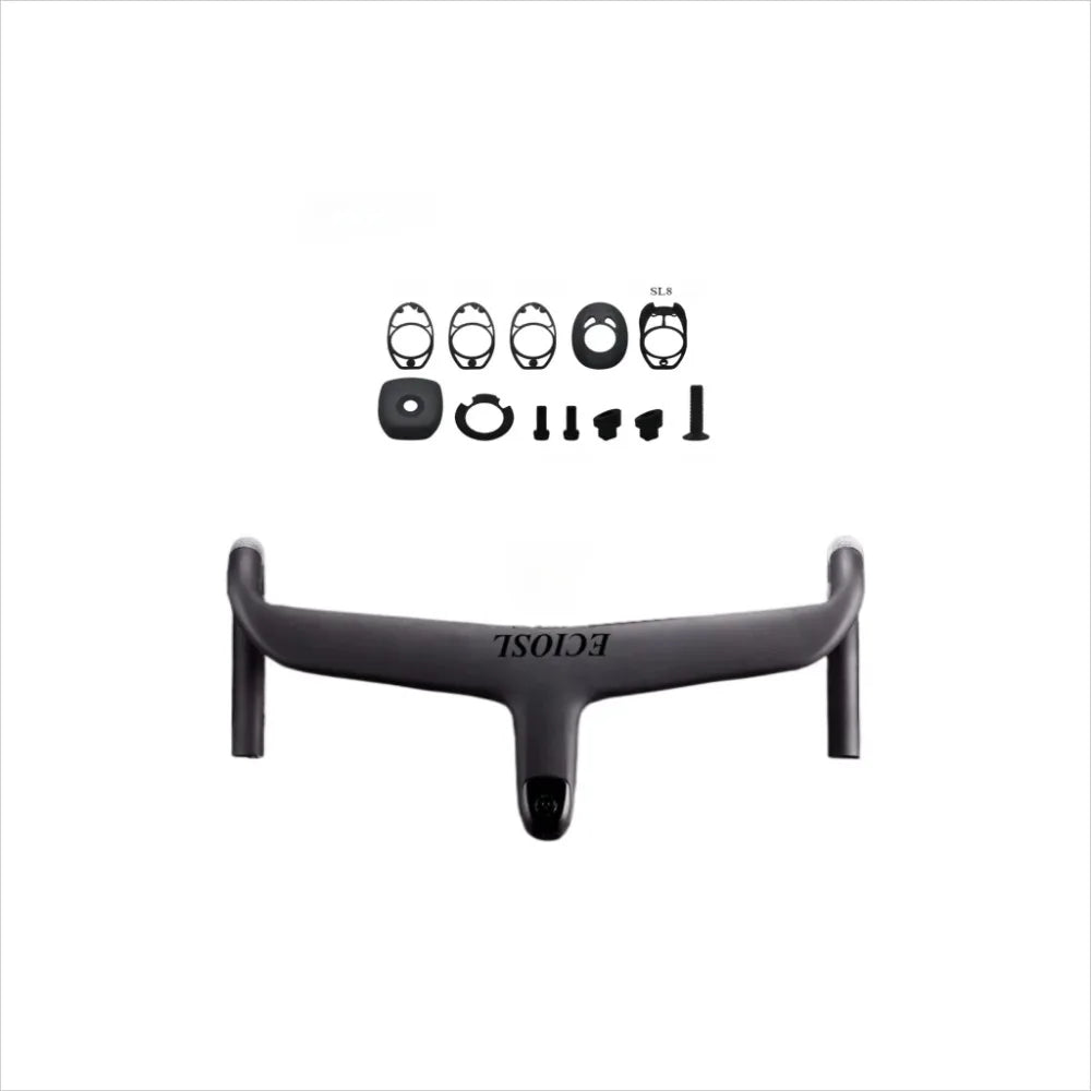 ECIOSL Carbo handlebar carbon stem roval Internal Cable Routing Road Bicycle Handlebar Cockpit Di2 color changing laser