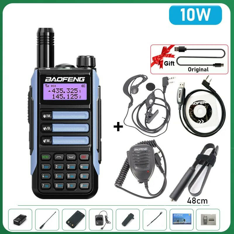 BaoFeng UV-16 Plus Walkie Talkie High Power USB C 10KM Long Range UV-16 Two Way Radio Dual Band Waterproof Transceiver FM Radio-WAYBIKER