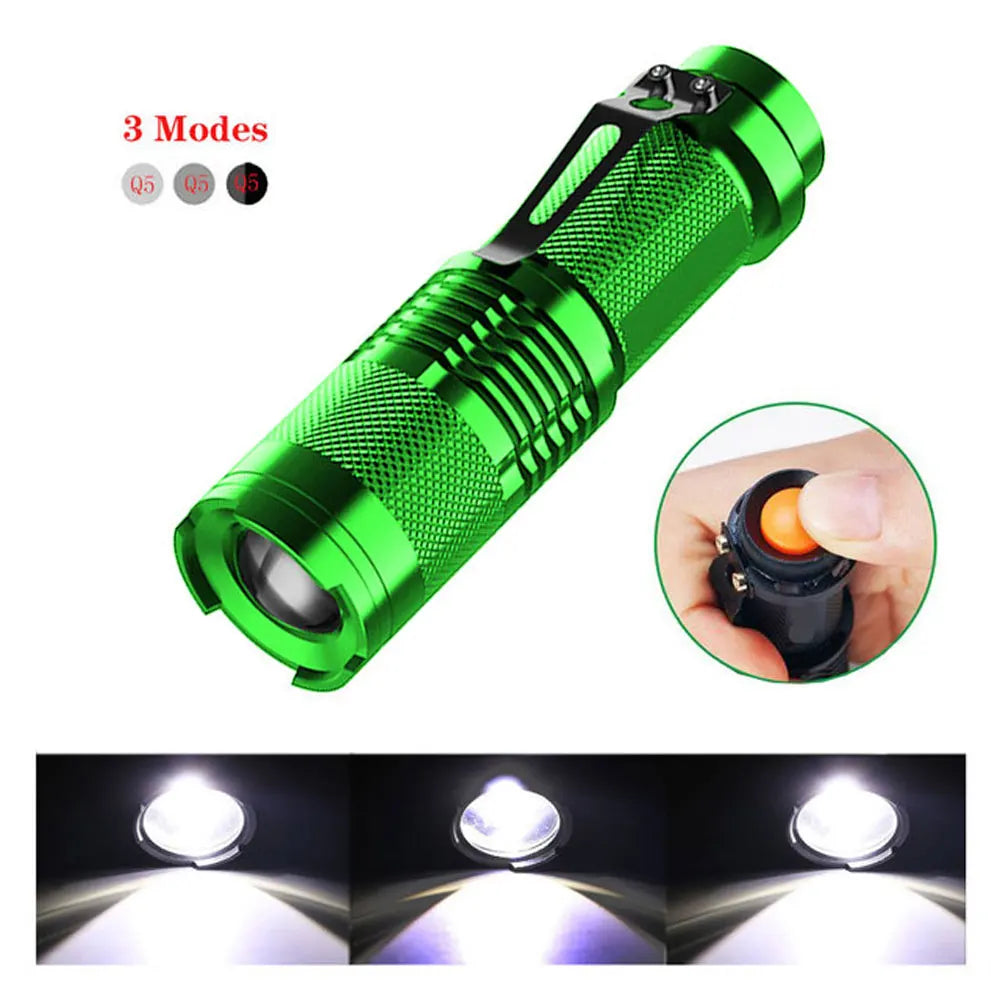 Mini Portable Working Flash lamp 380LM Q5 LED Flashlight Zoomable torch flashlight Lighting lantern Use AA 14500 Battery Light-WAYBIKER