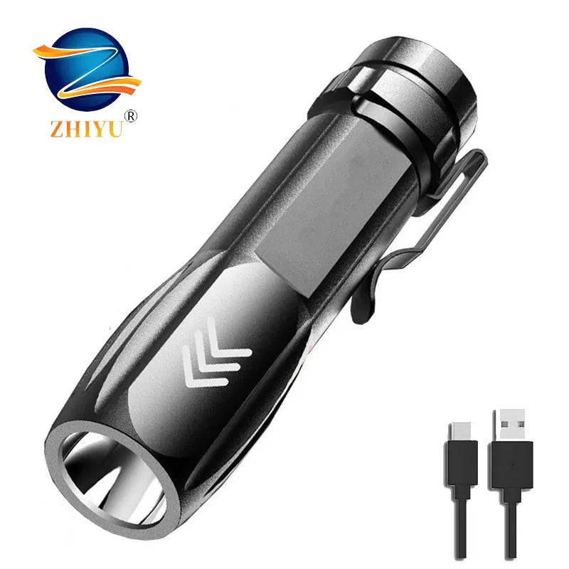 Mini LED Flashlight Built-in 1200mAh Lithium Battery Emergency Torch Waterproof Camping Light USB Rechargeable Camping Lantern-WAYBIKER