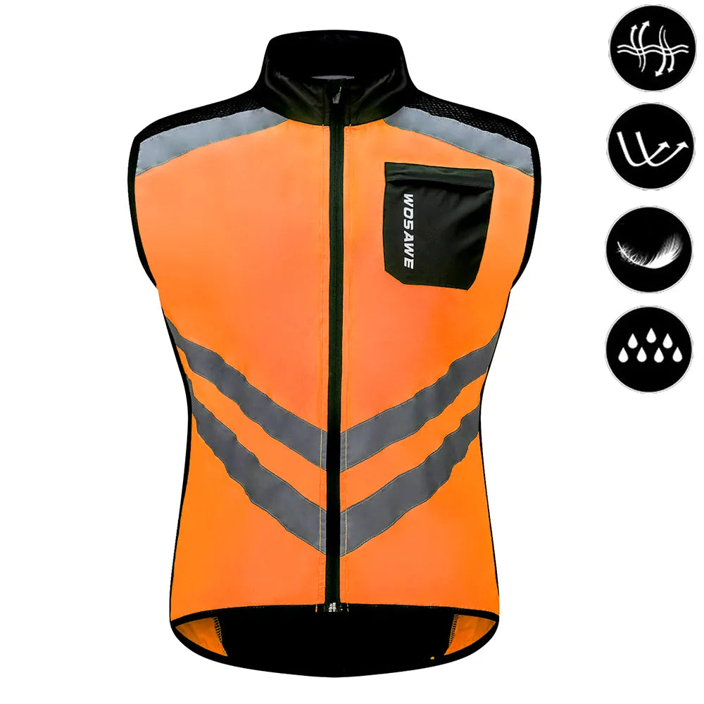WOSAWE Cycling Vests Reflective Safety Vest Bicycle Sportswear Outdoor Running Breathable Jersey For Men Women Bike Wind Coat-WAYBIKER
