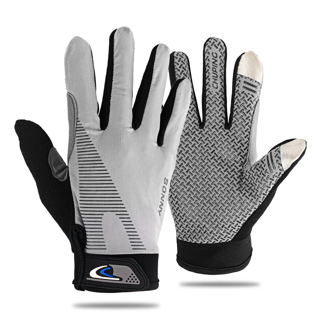 1 Pair Sun Protection Ice Silk Fishing Gloves Women Men Anti-slip Breathable Anti-UV Two Finger Sports Cycling Running Gloves-WAYBIKER