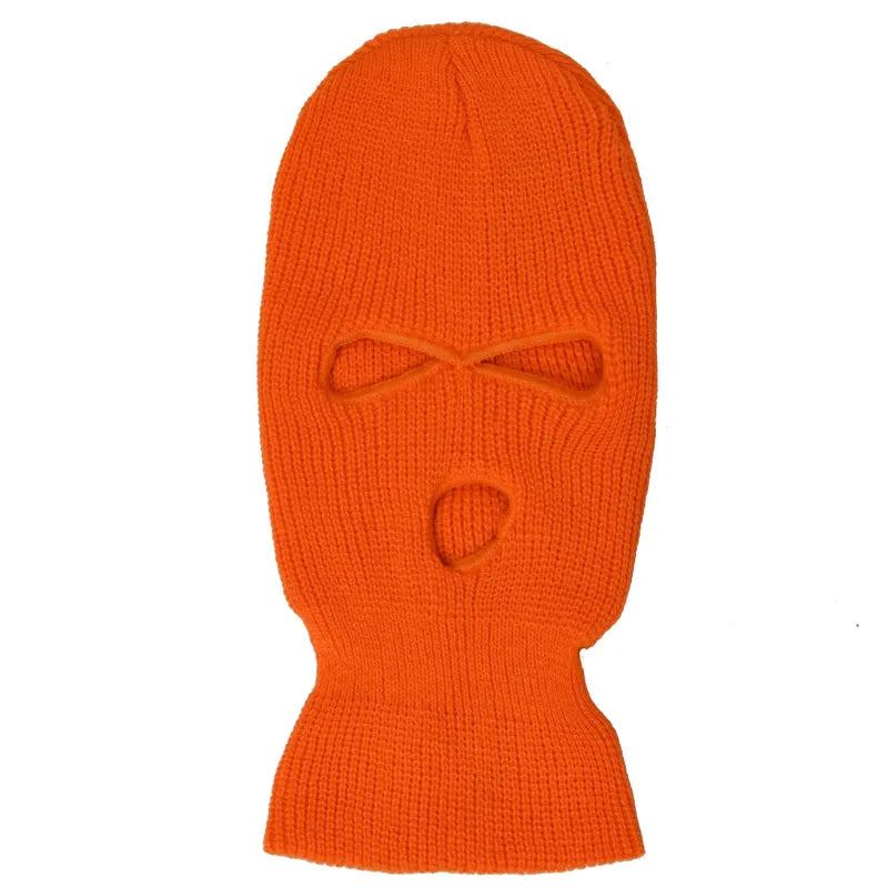 2023 New Fashion 3-Hole Knitted Full Face Cover Ski Mask Winter Balaclava Warm Knit Full Face Mask For Outdoor Sports-WAYBIKER