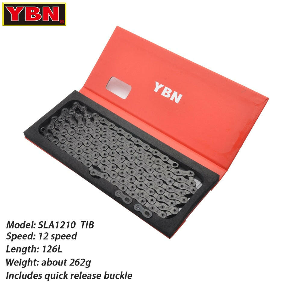 Free Shipping YBN Bike Chain 12 Speed MTB Road Bike Chain Compatible with SRAM SHIMANO Unpacked Bicycle Chain 126 Links Silver-WAYBIKER