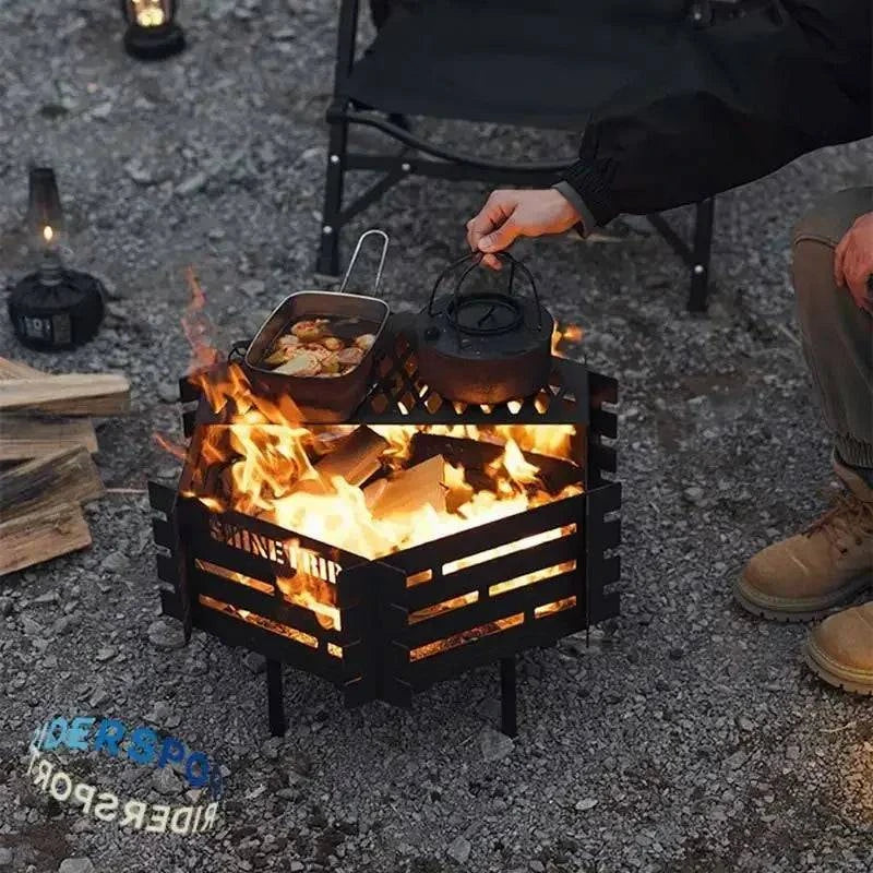 ShineTrip Outdoor Camping Carbon Steel Fire Table Detachable and Foldable High Temperature and Corrosion Resistant Incinerator-WAYBIKER